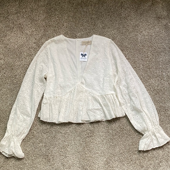 Saints & Hearts Deep V Eyelet Blouse - Picture 1 of 4